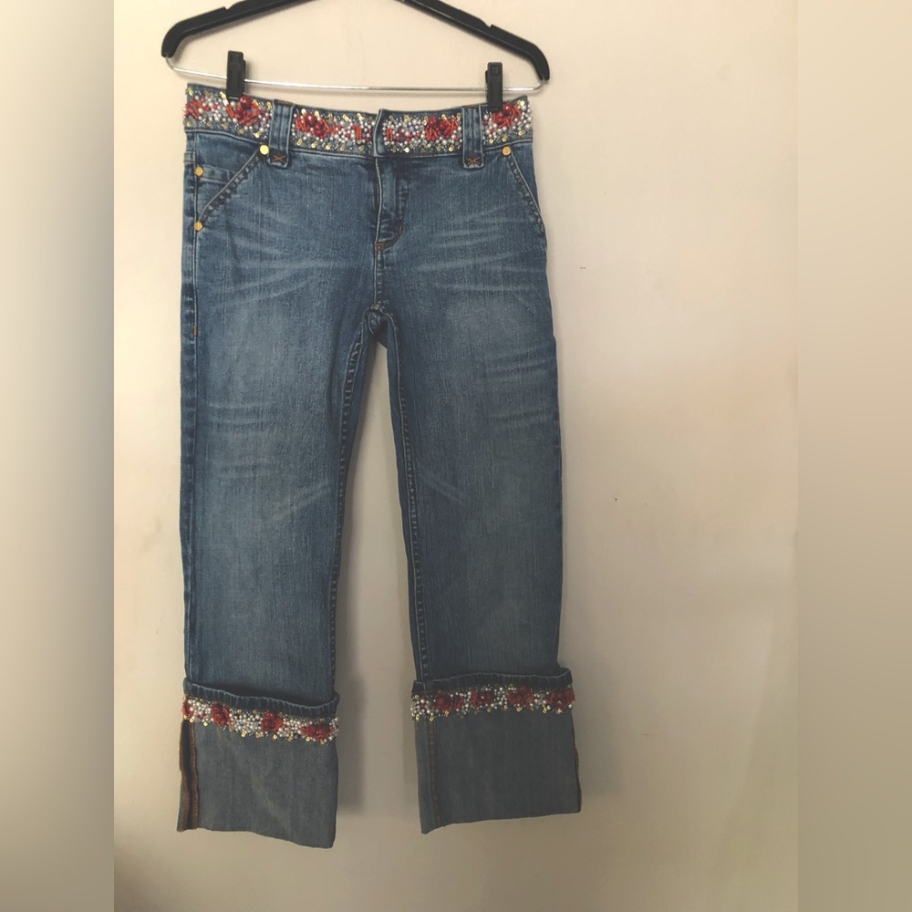 Allen B. By Allen Schwartz Embellished Cuffed Jeans Size 28